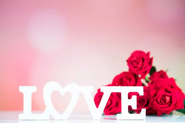 Valentines Day Concept Houten Woord Liefde Met Hart — Stockfoto