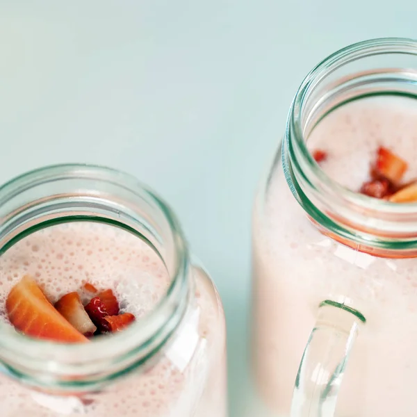 Batido Con Fresas Concepto Alimentación Saludable — Foto de Stock