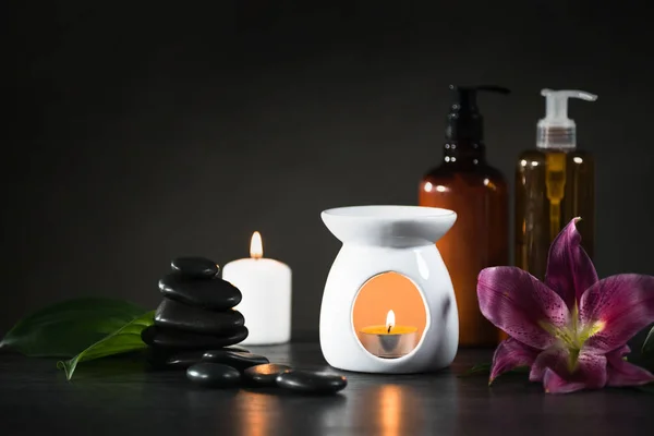 Concepto Aromaterapia Velas Remedio Orgánico Para Relajación — Foto de Stock