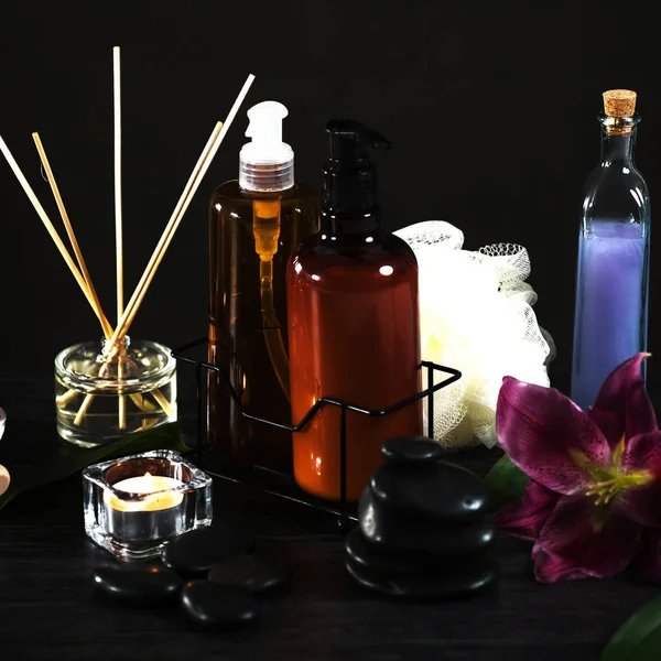 Aromatherapie Concept Kaarsen Biologische Remedie Voor Ontspanning — Stockfoto