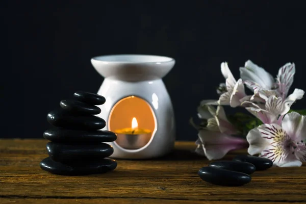 Conceito Aromaterapia Velas Remédio Orgânico Para Relaxamento — Fotografia de Stock