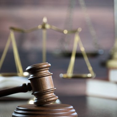 Bulanık arka planda büyük hakimin ahşap tokonu