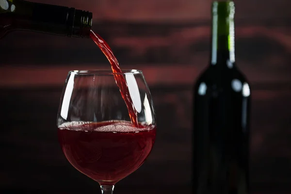 Close Pouring Red Wine Glass — Stock Photo, Image