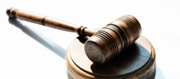 Huge Judge Wooden Gavel Blurred Background — Stock Photo, Image