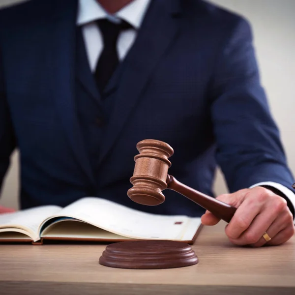Judge Working Wooden Table — Stock Photo, Image