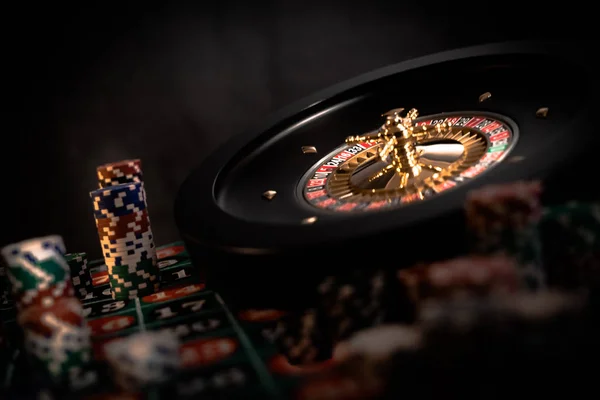 Póker Zseton Rulettet Szerencsejáték Játékok Koncepció — Stock Fotó