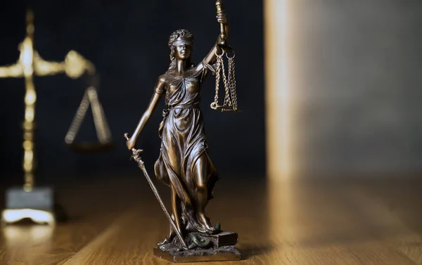 Recht Rechtvaardigheid Standbeeld Van Blinde Godin Themis — Stockfoto