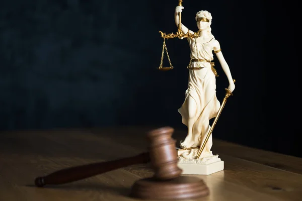 法律与正义 盲女Themis的雕像 — 图库照片