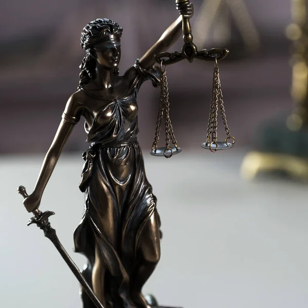 Stilleven Van Blinde Godin Themis Met Weegschalen Law Justice Symbool — Stockfoto