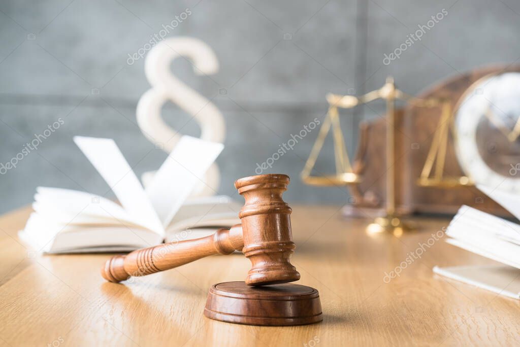 Law and justice concept. Legality concept. Closeup of Judge's gavel 