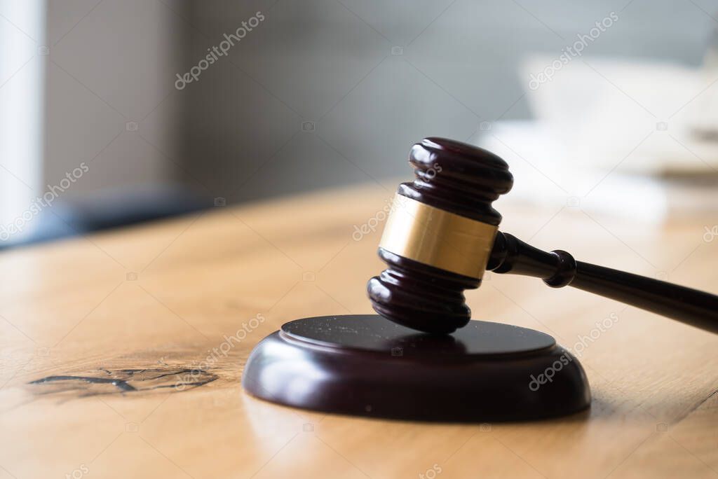 Law and justice concept. Legality concept. Closeup of Judge's gavel 