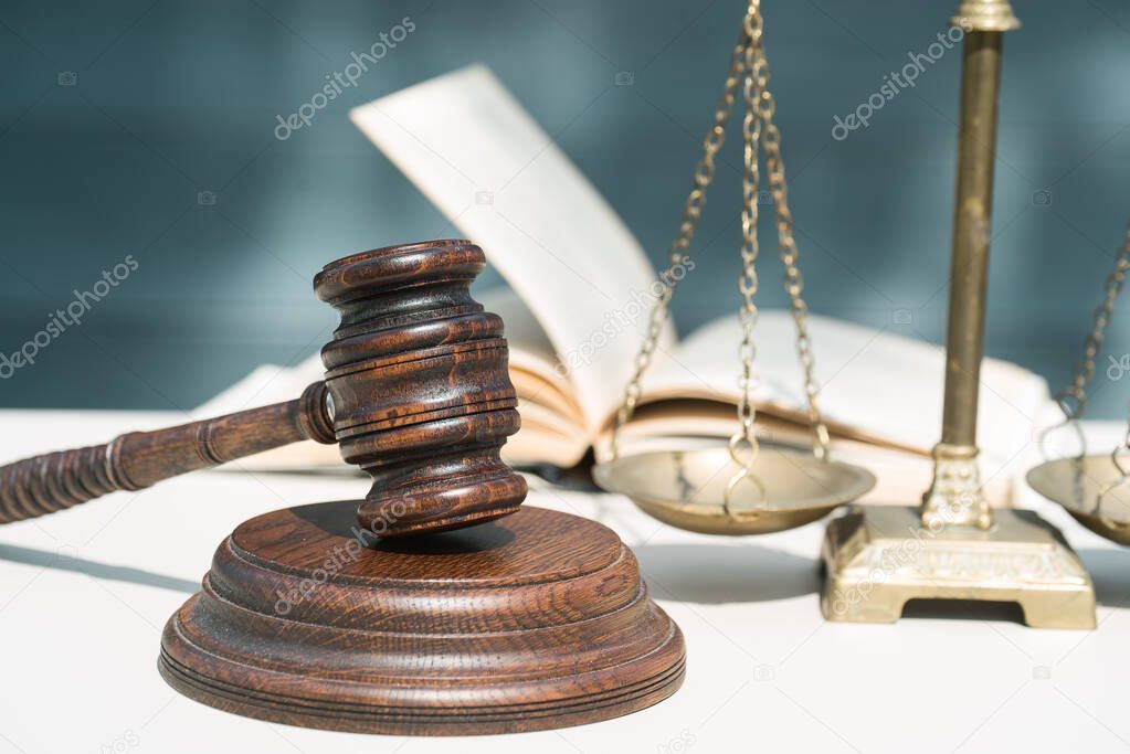 Law and justice concept. Legality concept. Closeup of Judge's gavel 