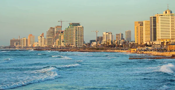 Tel Aviv City Morze Tło — Zdjęcie stockowe