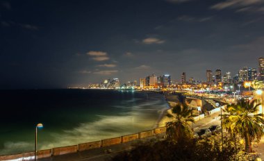 Gece tel Aviv city beach arka plan