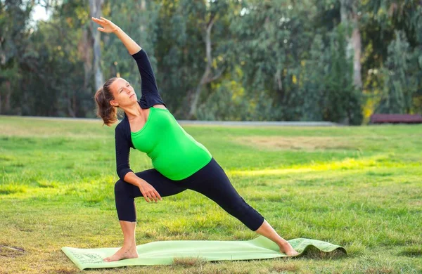 Zwangere Vrouw Doet Yoga Rechtenvrije Stockfoto's