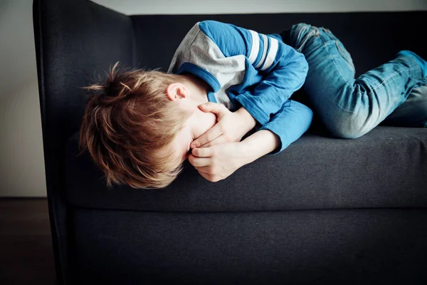 Crying stressed tired exhausted child — Stock Photo, Image