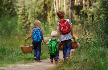küçük çocuk ve kızlar ormana gidiyorsunuz
