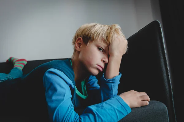 Sad tired overload young boy, stress and depression — Stock Photo, Image