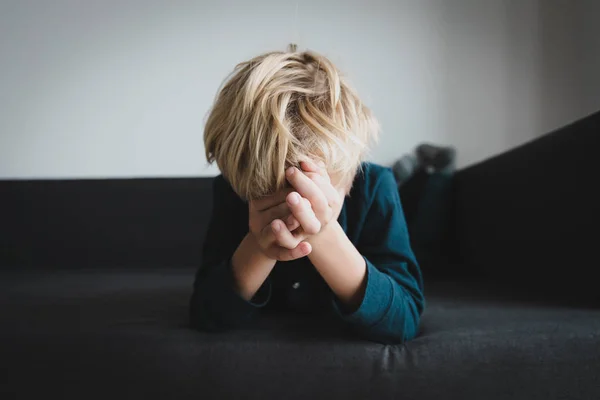 Crying child, stress and depression, sadness, abuse — Stock Photo, Image
