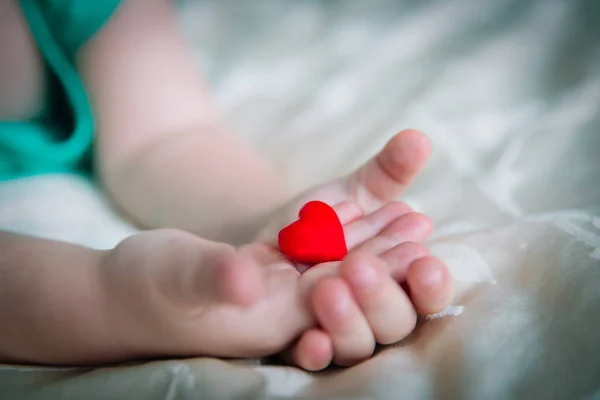 Liefde en familie concept. meisje hart bedrijf in handen — Stockfoto