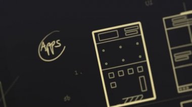 Uygulama Geliştirme Kullanıcı Arayüzü ve Kullanıcı Deneyimi Kablo Çerçeveleri Plan Canlandırması