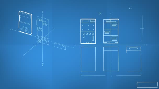 Desarrollo Aplicaciones Interfaz Usuario Experiencia Usuario Wireframes Animated Blueprint — Vídeos de Stock
