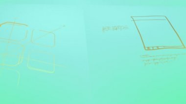 Uygulama Geliştirme Web Tasarımı Kullanıcı Arayüzü Deneyimi El Yazısı Notları ve Çizimler (Altın Mürekkep Efekti))