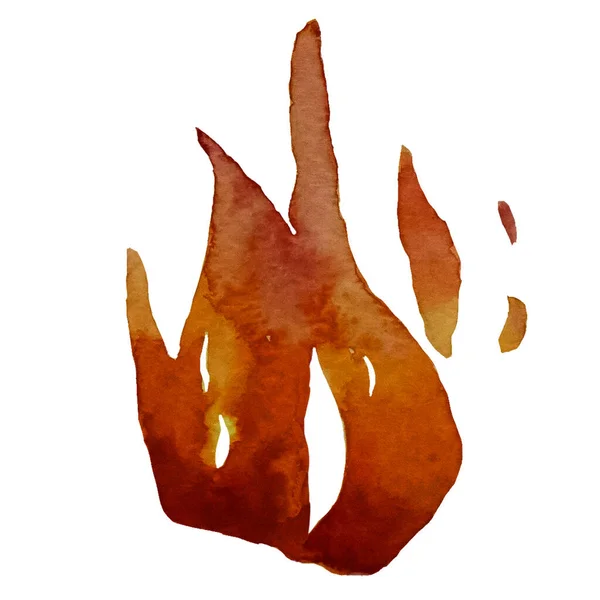 Ogień i ognisko w kreskówkowym stylu. Akwarela — Zdjęcie stockowe