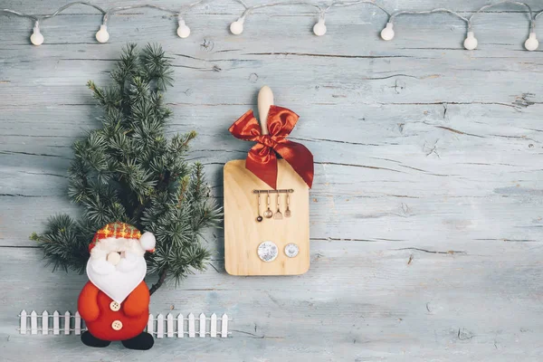 Tom Bakgrunden För Menyn Eller Jul Recept Santa Xmas Tree — Stockfoto