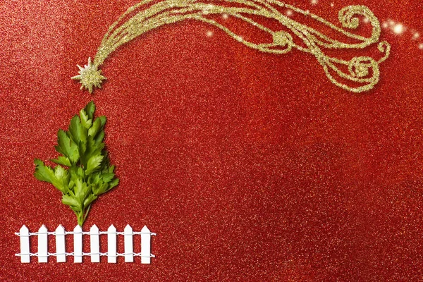 Originele Leuke Kerstboom Wenskaart Concept Xmas Menu Recepten Tak Van — Stockfoto