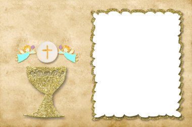 İlk kutsal komünyon davet kartı fotoğraf çerçevesi