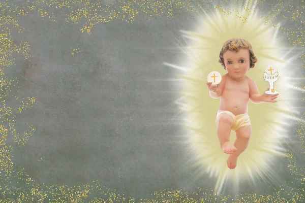 아기 예수, 첫 번째 거룩한 친교 배경. — 스톡 사진