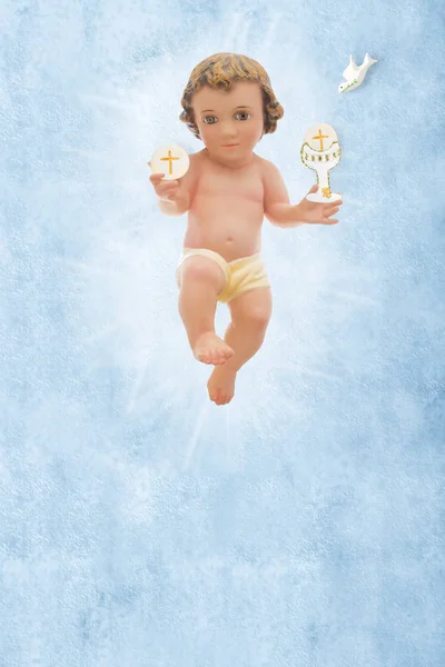 Baby Jezus, eerste heilige communie achtergrond. — Stockfoto