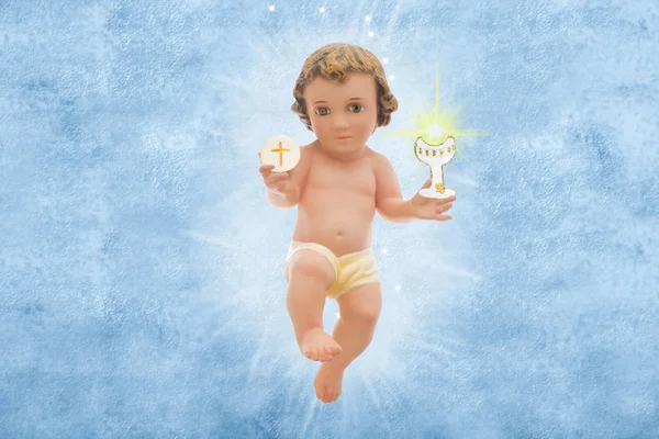 赤ちゃんイエス、最初の聖なる交わりの背景. — ストック写真