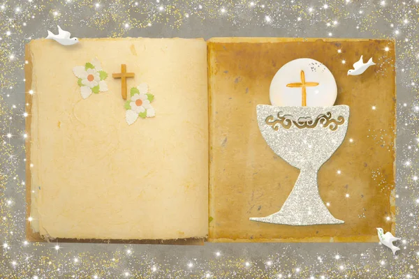 Primeiro santo cartão de comunhão . — Fotografia de Stock