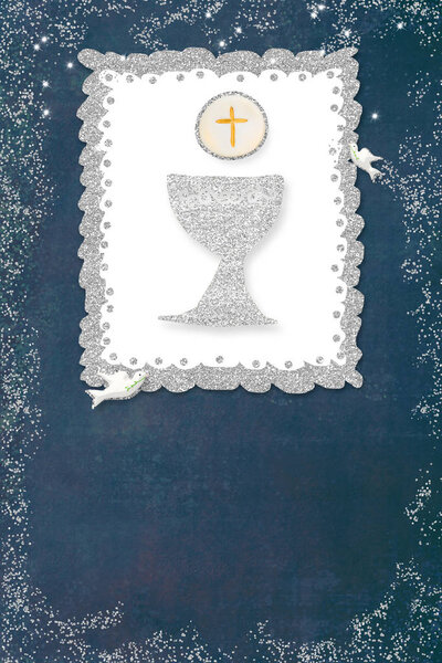 First holy communion invitation card.Vertical.