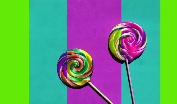 Kleurrijke Lollipop Kleurrijke Achtergrond — Stockfoto