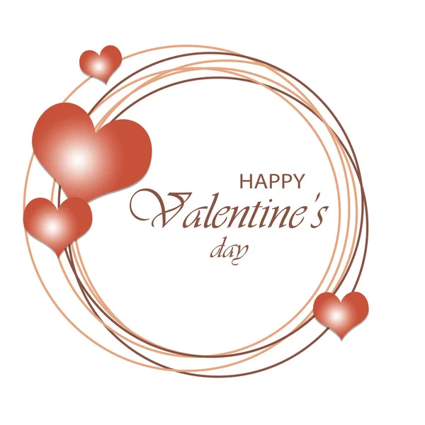 Gelukkige Valentijnsdag Kaart Sjabloon Cirkelframe Met Hartvorm — Stockfoto