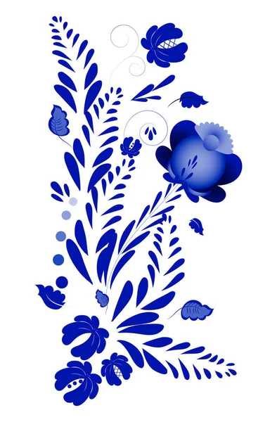 Цветочный Восточный Узор Синих Тонах Изолирована Вектор — стоковый вектор