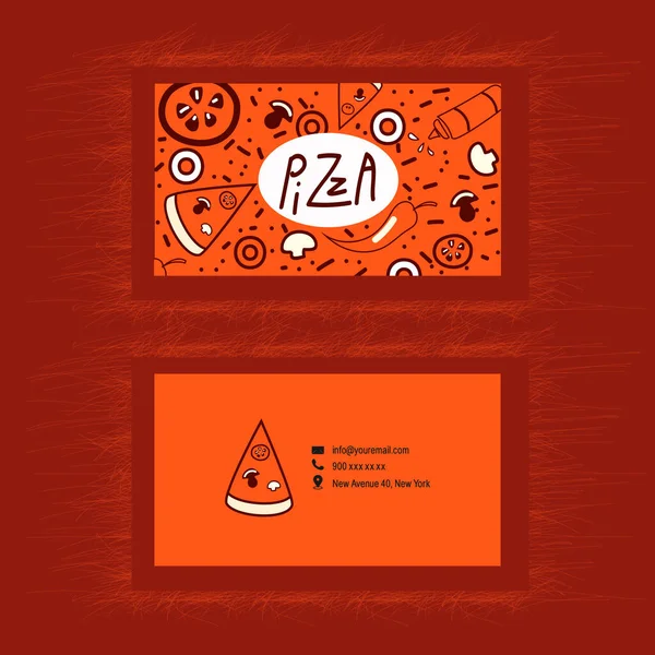Красочный Шаблон Визитной Карточки Пиццерии Оранжевый Вектор Название Пицца — стоковый вектор