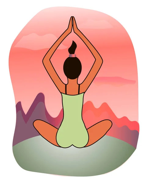 Girl Doing Yoga Nature Vector — Stock Vector