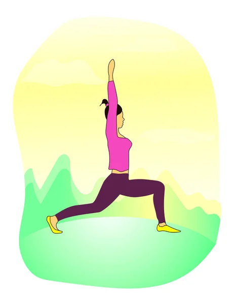 Yoga Yapan Bir Kız Vektör — Stok Vektör
