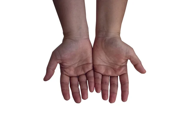 Isolierte Silhouette Offener Hände Weißer Hintergrund — Stockfoto