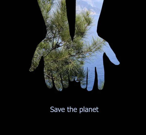 실루엣 나무가 있노라 타이틀 지구구하기 — 스톡 사진