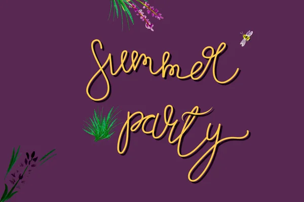 여름의 배경과 손으로 Summer Party 타이틀 — 스톡 사진