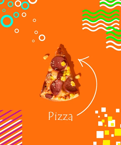 Pizza Fondo Pantalla Con Elemento Fondo Naranja Doodles — Foto de Stock