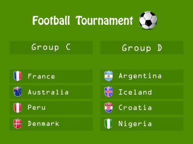 Futbol turnuva katılan farklı ülke bayrakları ile kalkan çizimi