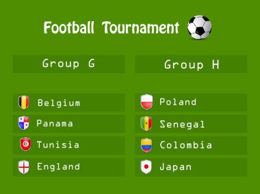 Futbol turnuva katılan farklı ülke bayrakları ile kalkan çizimi
