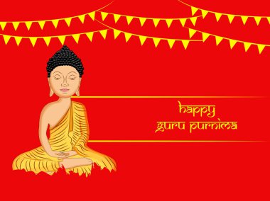 Guru Purnima Festivali Hindistan'da vesilesiyle mutlu Guru Purnima metinle om kutsal ses çizimi