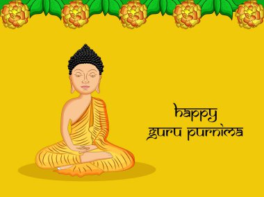 Guru Purnima Festivali Hindistan'da vesilesiyle mutlu Guru Purnima metinle om kutsal ses çizimi